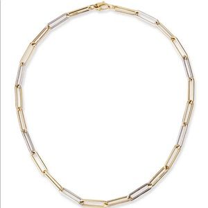 Beautiful Kastel oval link paper clip 14k gold and white gold necklace